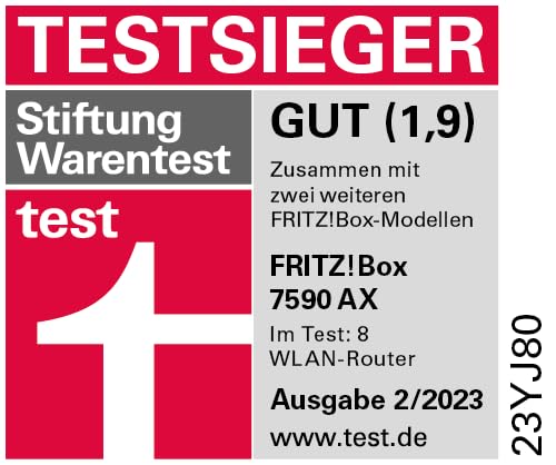 FRITZ!Box 7590 AX Exclusive – Wi-Fi 6 DSL-Router mit Mesh, DECT & USB-Stickk