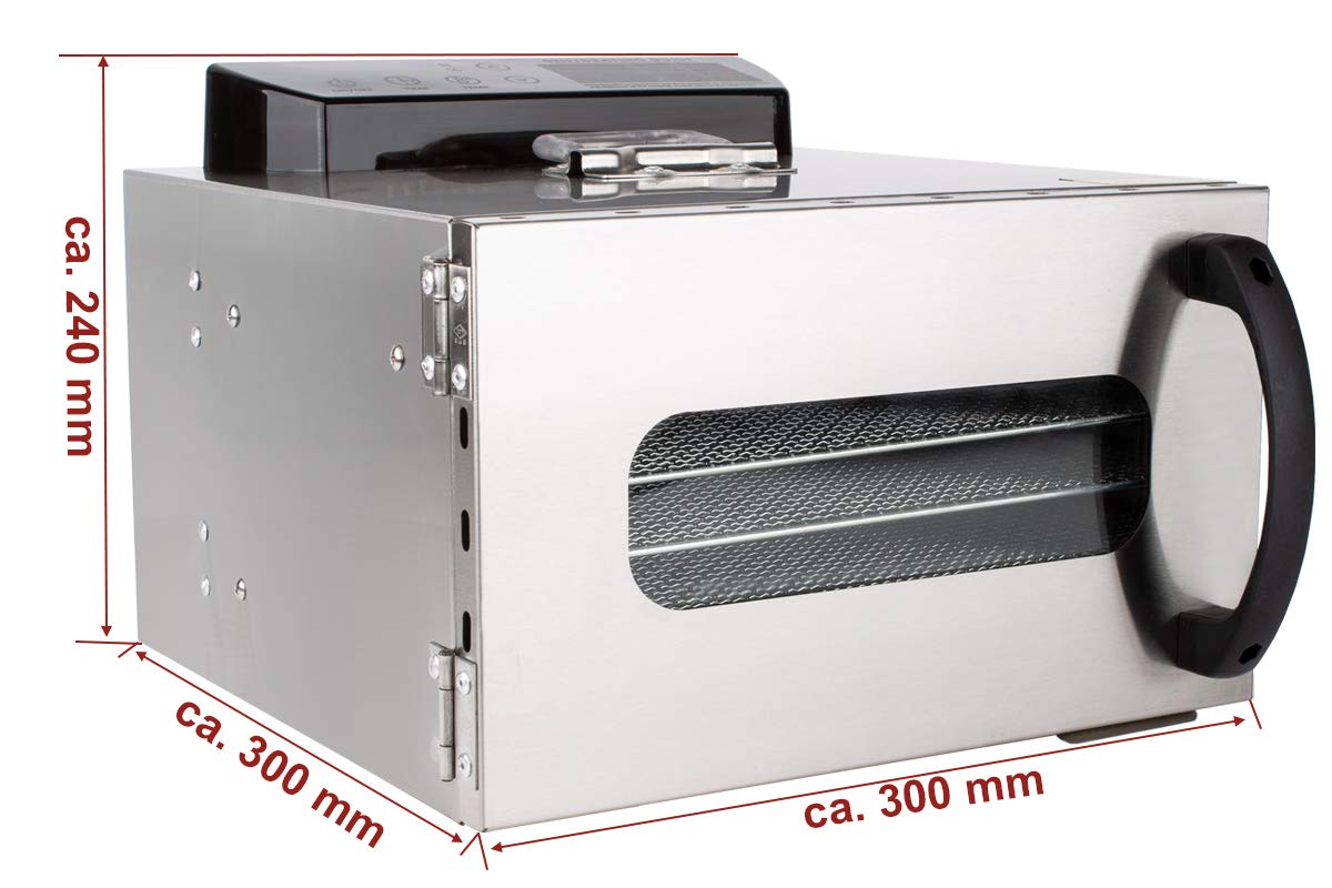 Beeketal 'BDA-15' Dörrautomat aus Edelstahl mit 10 Etagen, Zeitschaltuhr (max. 24h), einstellbarer Temperatur (30-90 °C) und LED Bedienfeld - Profi Gastro Dörrgerät inkl. 10 Einlegegitterk