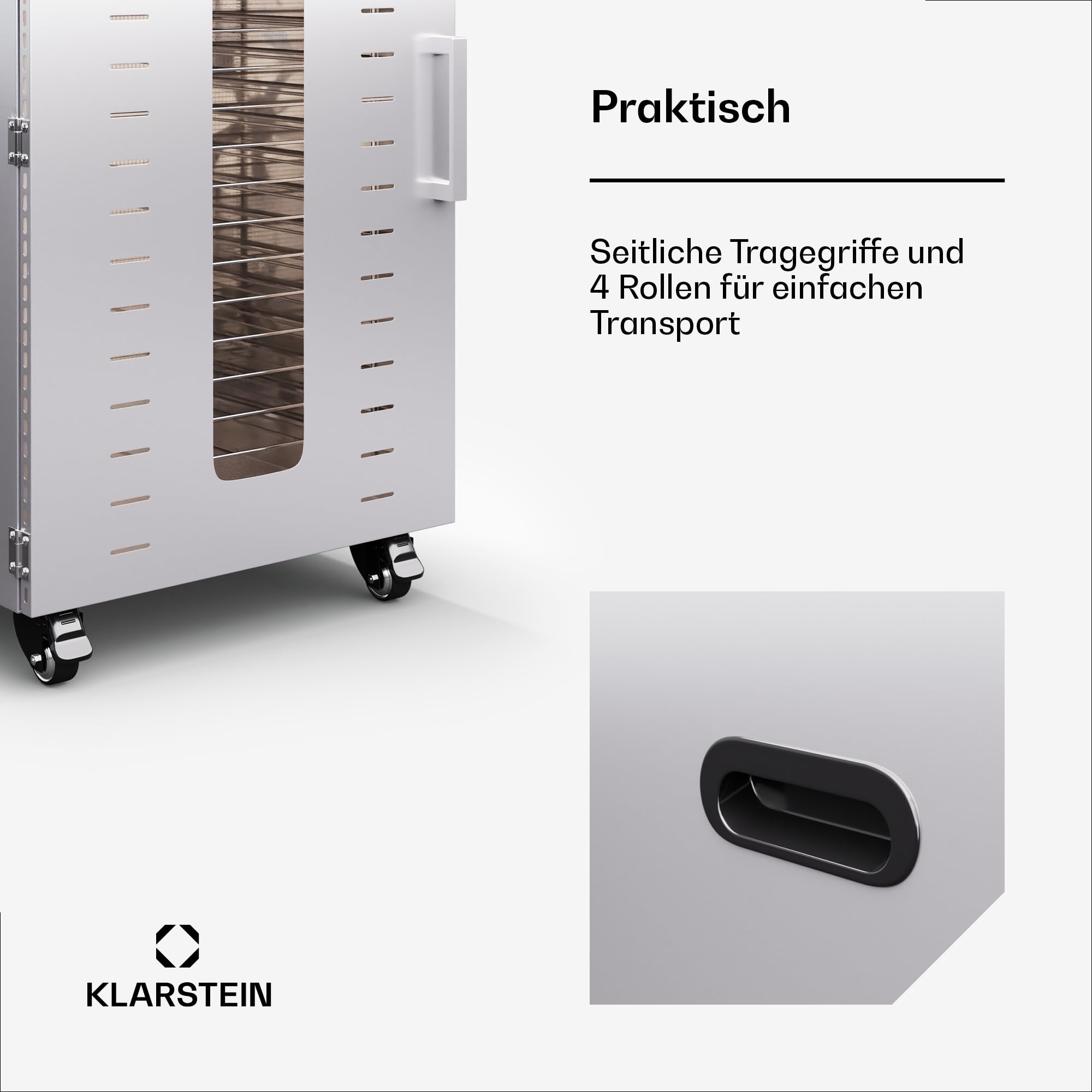 Klarstein Dörrautomat Edelstahl – 4.000-W-Dörrgerät, 48 Edelstahl-Einlegeböden, 30–90 °C, 24-Stunden-Timer, 6 Ventilatoren, 2 Trockenkammern, 50–55 dB, ideal für Obst, Gemüse, Fleisch, Kräuter, Silberk