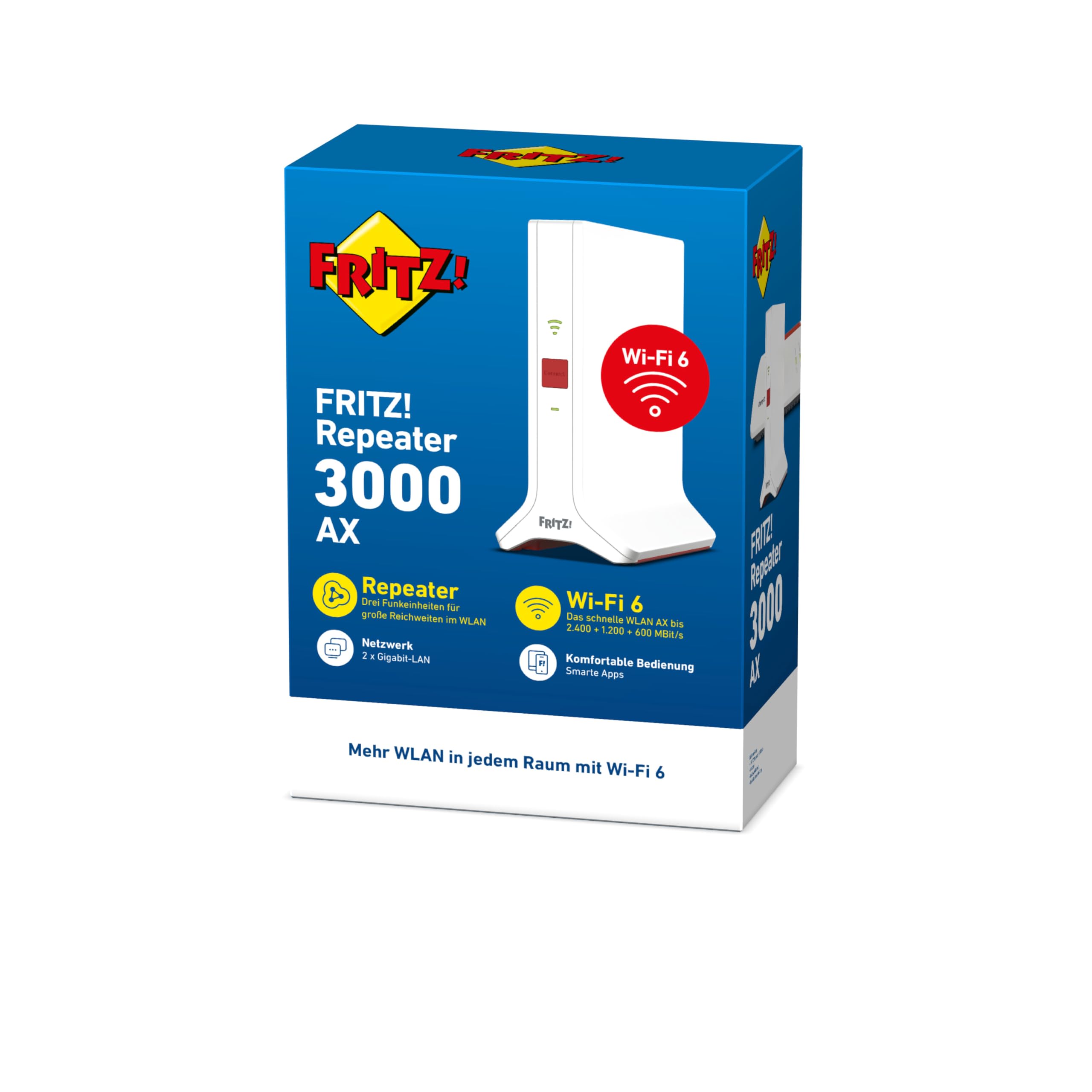 FRITZ!Repeater 3000 AX – Wi-Fi 6 Tri-Band Repeater mit bis zu 4.200 MBit/sk
