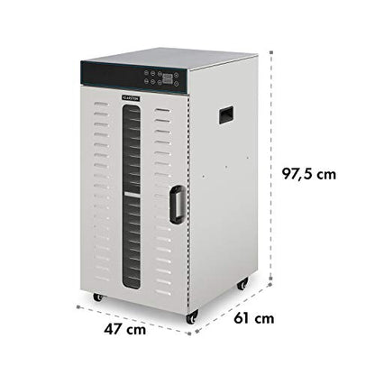 Klarstein Dörrautomat Edelstahl – 4.000-W-Dörrgerät, 48 Edelstahl-Einlegeböden, 30–90 °C, 24-Stunden-Timer, 6 Ventilatoren, 2 Trockenkammern, 50–55 dB, ideal für Obst, Gemüse, Fleisch, Kräuter, Silberk
