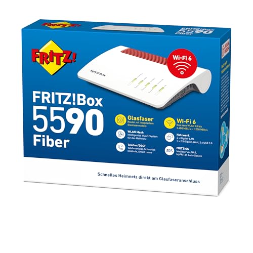 FRITZ!Box 5590 Fiber – Glasfaser-Router mit Wi-Fi 6, Mesh & 2.5-Gigabit-LANk