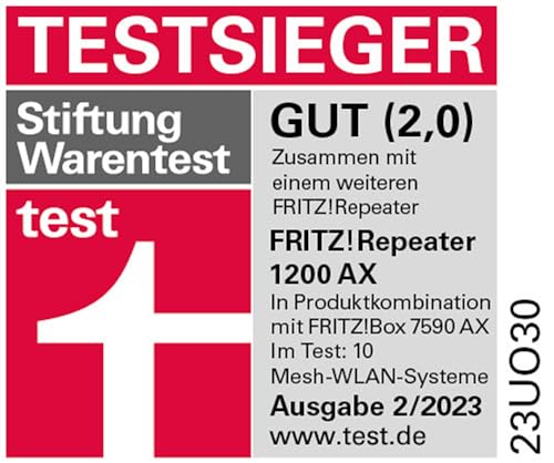 FRITZ!Repeater 1200 AX – Wi-Fi 6 Dualband Repeater mit bis zu 2.400 MBit/sk