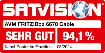 FRITZ!Box 6670 Cable – Wi-Fi 7 Kabelrouter mit DOCSIS 3.1, Zigbee & 2.5-Gbit-LANk
