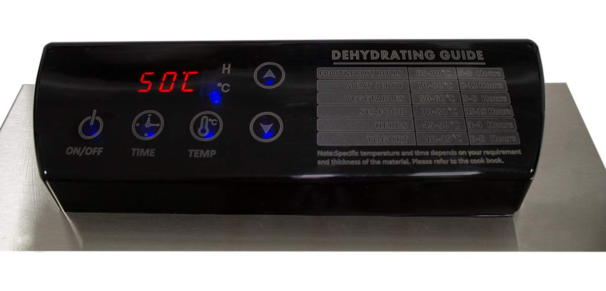 Beeketal 'BDA-15' Dörrautomat aus Edelstahl mit 10 Etagen, Zeitschaltuhr (max. 24h), einstellbarer Temperatur (30-90 °C) und LED Bedienfeld - Profi Gastro Dörrgerät inkl. 10 Einlegegitterk