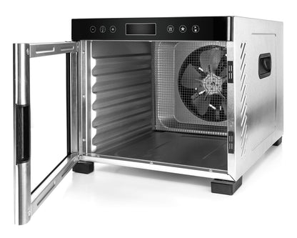 ROMMELSBACHER Dörrautomat DA 1000, XXL-Dörrfläche 1,6 m², inkl. 10 Edelstahl-Dörrtabletts, 2 Dörrgitter, 2 Dörrmatten, LED-Display, 24 Std. Zeitschaltuhr, Temperatur einstellbar (35 °C – 75 °C)k