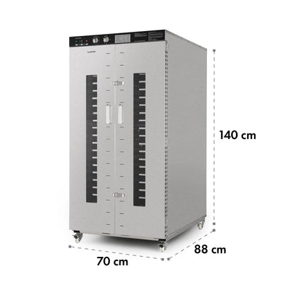 Klarstein Dörrautomat Edelstahl – 4.000-W-Dörrgerät, 48 Edelstahl-Einlegeböden, 30–90 °C, 24-Stunden-Timer, 6 Ventilatoren, 2 Trockenkammern, 50–55 dB, ideal für Obst, Gemüse, Fleisch, Kräuter, Silberk