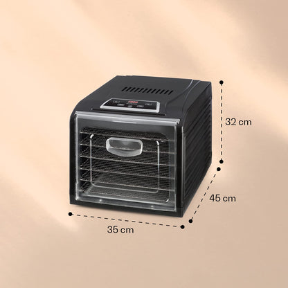 Klarstein Dörrautomat, Dörrgerät, Food Dehydrator, Dörrautomat aus Metall, Dehydrator Food Dryer, 9 Ablagen, 700 Watt, Touch-Display, Timer, Edelstahlheizelement, HotAir Circulation System, Schwarzk