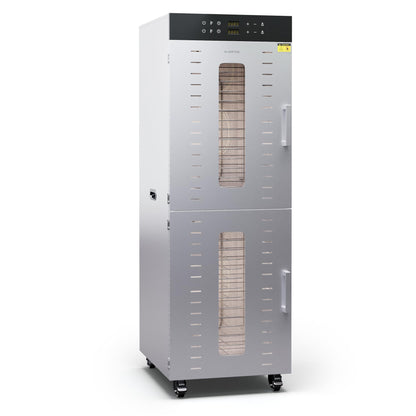 Klarstein Dörrautomat Edelstahl – 4.000-W-Dörrgerät, 48 Edelstahl-Einlegeböden, 30–90 °C, 24-Stunden-Timer, 6 Ventilatoren, 2 Trockenkammern, 50–55 dB, ideal für Obst, Gemüse, Fleisch, Kräuter, Silberk