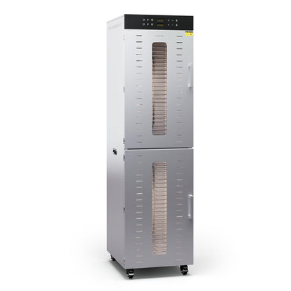 Klarstein Dörrautomat Edelstahl – 4.000-W-Dörrgerät, 48 Edelstahl-Einlegeböden, 30–90 °C, 24-Stunden-Timer, 6 Ventilatoren, 2 Trockenkammern, 50–55 dB, ideal für Obst, Gemüse, Fleisch, Kräuter, Silberk