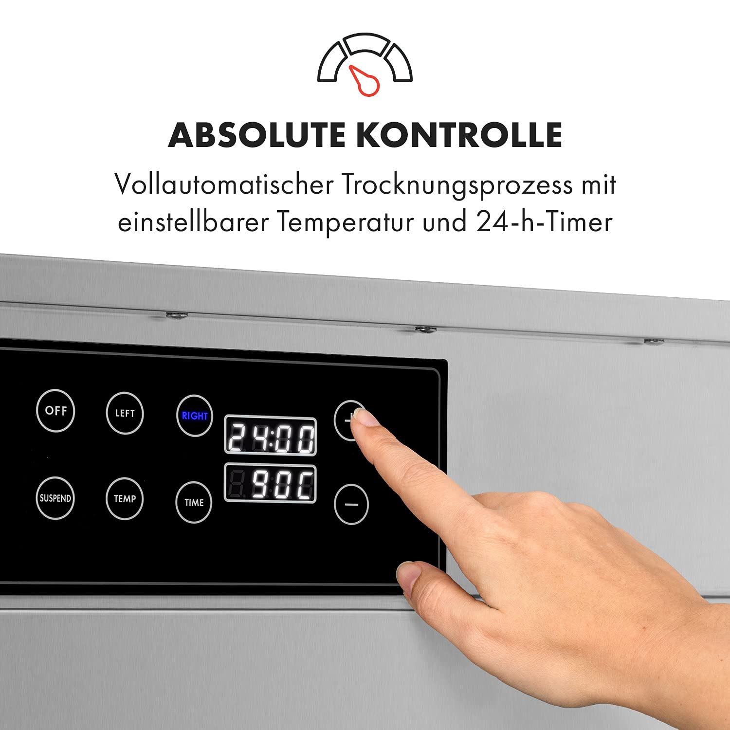 Klarstein Dörrautomat Edelstahl – 4.000-W-Dörrgerät, 48 Edelstahl-Einlegeböden, 30–90 °C, 24-Stunden-Timer, 6 Ventilatoren, 2 Trockenkammern, 50–55 dB, ideal für Obst, Gemüse, Fleisch, Kräuter, Silberk