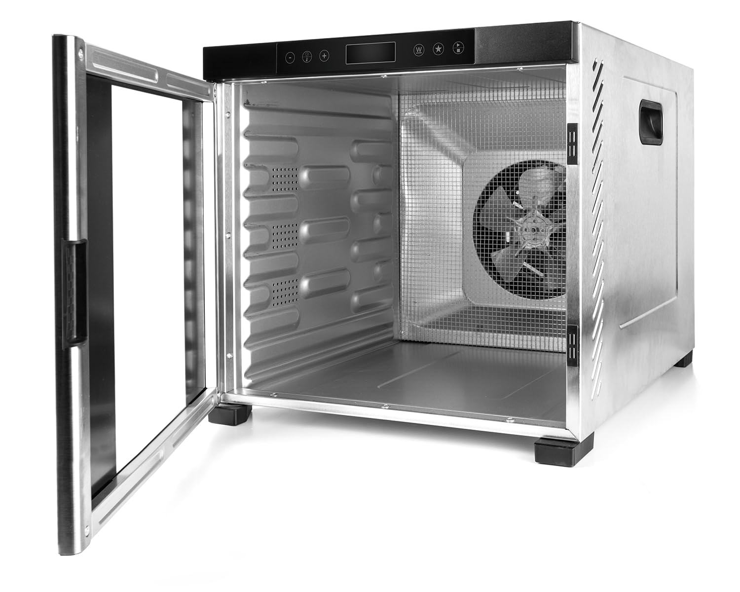 ROMMELSBACHER Dörrautomat DA 1000, XXL-Dörrfläche 1,6 m², inkl. 10 Edelstahl-Dörrtabletts, 2 Dörrgitter, 2 Dörrmatten, LED-Display, 24 Std. Zeitschaltuhr, Temperatur einstellbar (35 °C – 75 °C)k