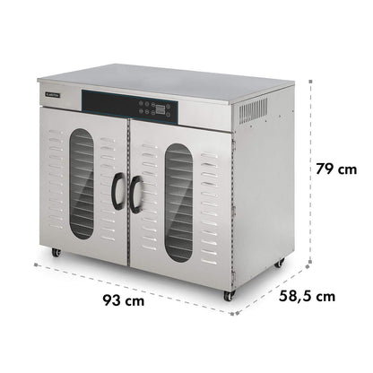 Klarstein Dörrautomat Edelstahl – 4.000-W-Dörrgerät, 48 Edelstahl-Einlegeböden, 30–90 °C, 24-Stunden-Timer, 6 Ventilatoren, 2 Trockenkammern, 50–55 dB, ideal für Obst, Gemüse, Fleisch, Kräuter, Silberk