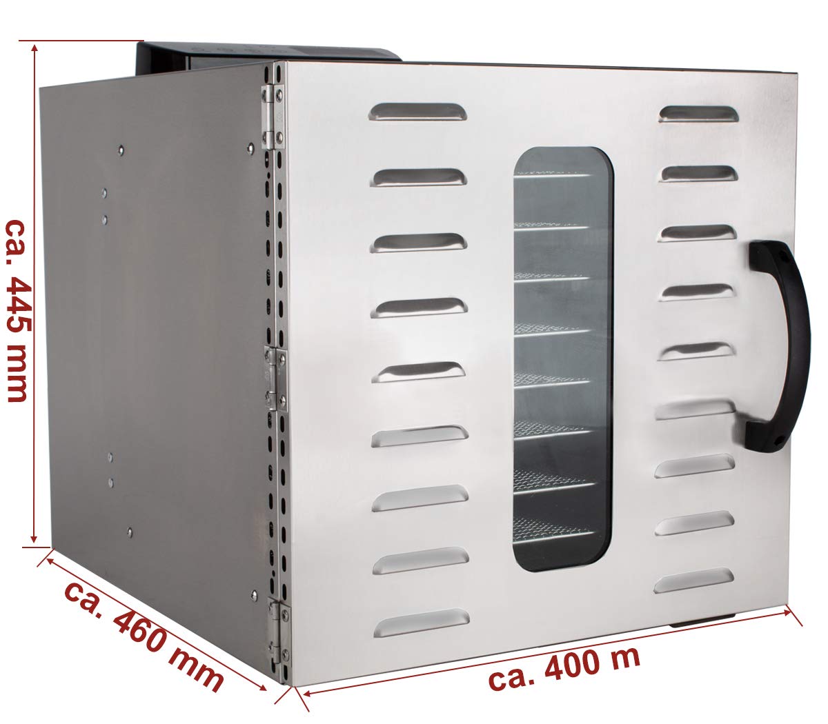 Beeketal 'BDA-15' Dörrautomat aus Edelstahl mit 10 Etagen, Zeitschaltuhr (max. 24h), einstellbarer Temperatur (30-90 °C) und LED Bedienfeld - Profi Gastro Dörrgerät inkl. 10 Einlegegitterk