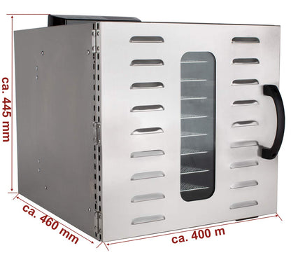 Beeketal 'BDA-15' Dörrautomat aus Edelstahl mit 10 Etagen, Zeitschaltuhr (max. 24h), einstellbarer Temperatur (30-90 °C) und LED Bedienfeld - Profi Gastro Dörrgerät inkl. 10 Einlegegitterk