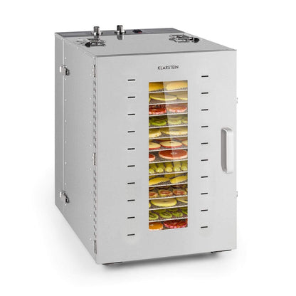 Klarstein Dörrautomat Edelstahl – 4.000-W-Dörrgerät, 48 Edelstahl-Einlegeböden, 30–90 °C, 24-Stunden-Timer, 6 Ventilatoren, 2 Trockenkammern, 50–55 dB, ideal für Obst, Gemüse, Fleisch, Kräuter, Silberk