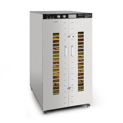 Klarstein Dörrautomat Edelstahl – 4.000-W-Dörrgerät, 48 Edelstahl-Einlegeböden, 30–90 °C, 24-Stunden-Timer, 6 Ventilatoren, 2 Trockenkammern, 50–55 dB, ideal für Obst, Gemüse, Fleisch, Kräuter, Silberk