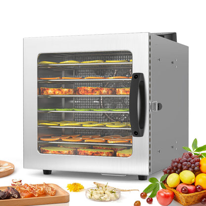 Lecon Dehydrator Stainless Steel Dehydrator Food 30-90°C, 24-Hour Timer Dehydrator for Food, Meat, Fruit, Vegetable Dryer, Fruit Dryer, Dehydrator with Apron, Sealed Tank (8 Levels)k