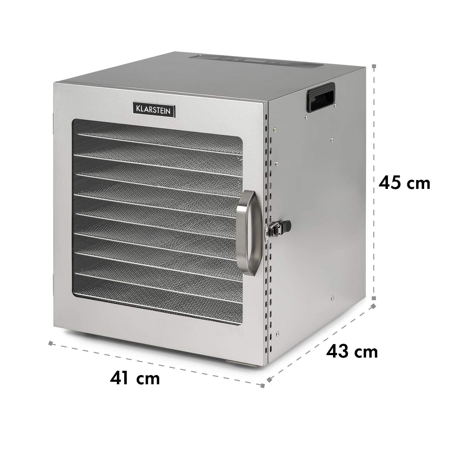 Klarstein Dörrgerät, Dörrautomat für Gemüse, Obst, Pilze & Fleisch, 1500W Edelstahl-Dörrautomat, Trockenautomat mit 16 Metallgitter, Dörrgerät mit 24H Timer & Touch-Display, Food Dehydratork