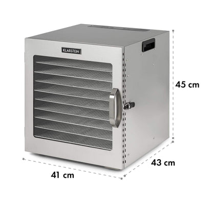Klarstein Dörrgerät, Dörrautomat für Gemüse, Obst, Pilze & Fleisch, 1500W Edelstahl-Dörrautomat, Trockenautomat mit 16 Metallgitter, Dörrgerät mit 24H Timer & Touch-Display, Food Dehydratork