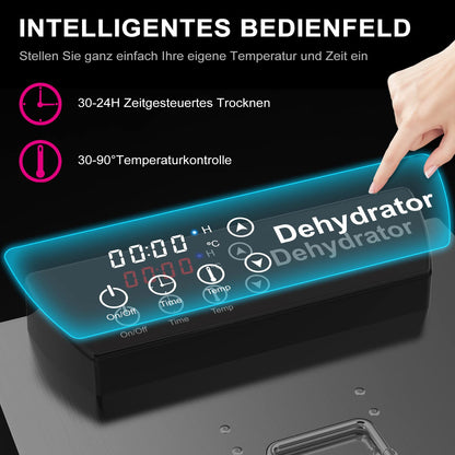 Lecon Dehydrator Stainless Steel Dehydrator Food 30-90°C, 24-Hour Timer Dehydrator for Food, Meat, Fruit, Vegetable Dryer, Fruit Dryer, Dehydrator with Apron, Sealed Tank (8 Levels)k