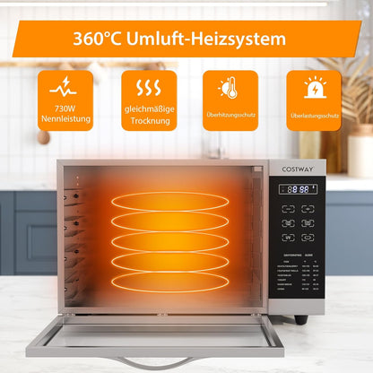 COSTWAY Dehydrator with 8 Grid Trays, 620W Dehydrator 30-70°C Temperature Control & 24H Timer, Overheating & Overload Protection, Food Dryer for Fruit, Meat, Vegetablesk