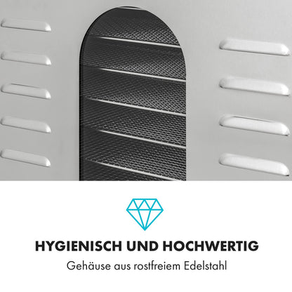 Klarstein Dörrautomat Edelstahl – 4.000-W-Dörrgerät, 48 Edelstahl-Einlegeböden, 30–90 °C, 24-Stunden-Timer, 6 Ventilatoren, 2 Trockenkammern, 50–55 dB, ideal für Obst, Gemüse, Fleisch, Kräuter, Silberk