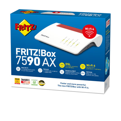 FRITZ!Box 7590 AX Exclusive – Wi-Fi 6 DSL-Router mit Mesh, DECT & USB-Stickk