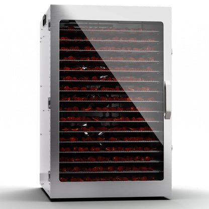 Klarstein Dörrgerät, Dörrautomat für Gemüse, Obst, Pilze & Fleisch, 1500W Edelstahl-Dörrautomat, Trockenautomat mit 16 Metallgitter, Dörrgerät mit 24H Timer & Touch-Display, Food Dehydratork