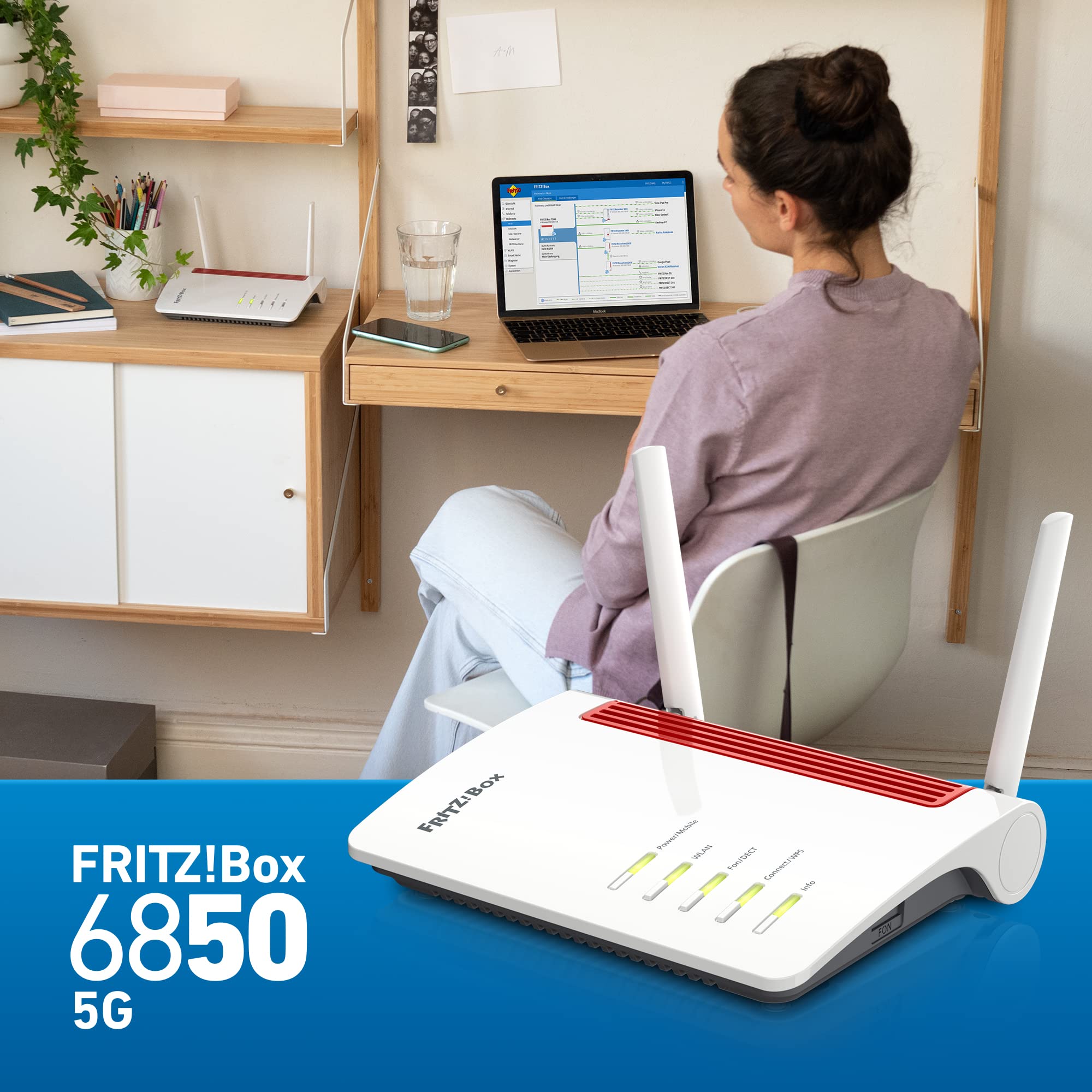 FRITZ!Box 6850 5G – LTE/5G-Router mit WLAN AC+N, DECT, USB 3.0 & 4x LANk