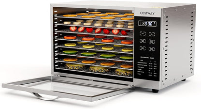 COSTWAY Dehydrator with 8 Grid Trays, 620W Dehydrator 30-70°C Temperature Control & 24H Timer, Overheating & Overload Protection, Food Dryer for Fruit, Meat, Vegetablesk