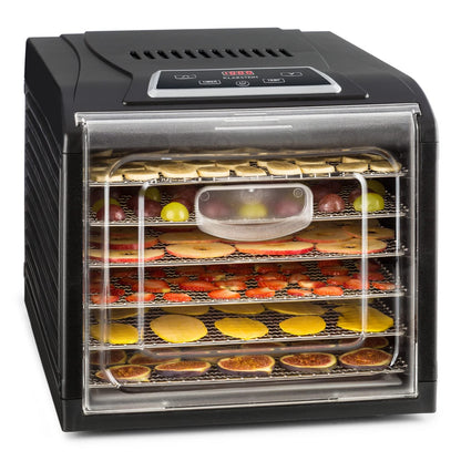 Klarstein Dörrautomat, Dörrgerät, Food Dehydrator, Dörrautomat aus Metall, Dehydrator Food Dryer, 9 Ablagen, 700 Watt, Touch-Display, Timer, Edelstahlheizelement, HotAir Circulation System, Schwarzk