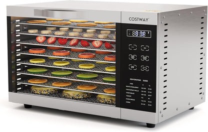 COSTWAY Dehydrator with 8 Grid Trays, 620W Dehydrator 30-70°C Temperature Control & 24H Timer, Overheating & Overload Protection, Food Dryer for Fruit, Meat, Vegetablesk