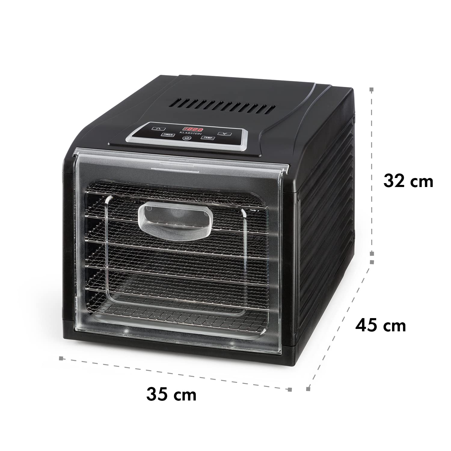 Klarstein Dörrautomat, Dörrgerät, Food Dehydrator, Dörrautomat aus Metall, Dehydrator Food Dryer, 9 Ablagen, 700 Watt, Touch-Display, Timer, Edelstahlheizelement, HotAir Circulation System, Schwarzk