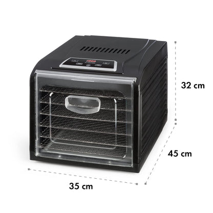 Klarstein Dörrautomat, Dörrgerät, Food Dehydrator, Dörrautomat aus Metall, Dehydrator Food Dryer, 9 Ablagen, 700 Watt, Touch-Display, Timer, Edelstahlheizelement, HotAir Circulation System, Schwarzk
