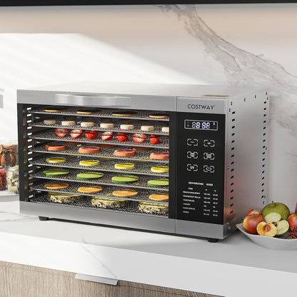 COSTWAY Dehydrator with 8 Grid Trays, 620W Dehydrator 30-70°C Temperature Control & 24H Timer, Overheating & Overload Protection, Food Dryer for Fruit, Meat, Vegetablesk
