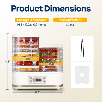 VIVOHOME Dörrautomat mit 8 Einlegefächern 400W BPA frei Dörrgerät mit Temperaturregler von 35°C bis 70°C inkl.72H Timer und Rezept für Fleisch,Obst,Haustier-Leckereienek