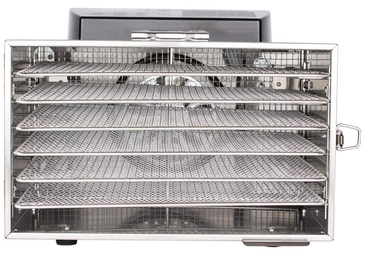 Beeketal 'BDA-15' Dörrautomat aus Edelstahl mit 10 Etagen, Zeitschaltuhr (max. 24h), einstellbarer Temperatur (30-90 °C) und LED Bedienfeld - Profi Gastro Dörrgerät inkl. 10 Einlegegitterk
