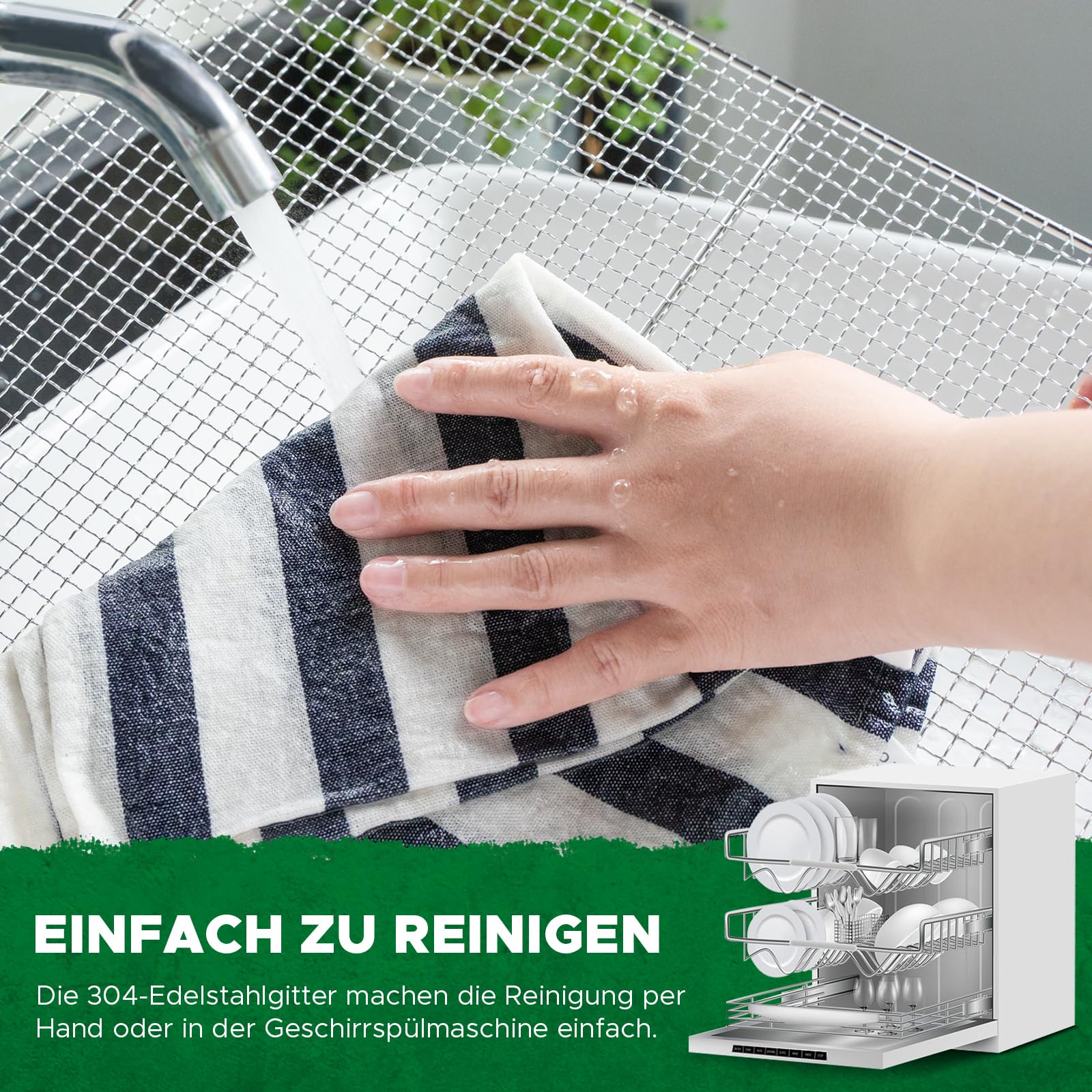 Kwasyo Dörrautomat Edelstahl DA 1000, XXL-Dörrfläche 1,8 m², Dörrgerät Temperatur einstellbar 30-90℃, LED-Display, 24 Std, BPA-frei, mit Rezeptheft, 10 Edelstahl-Dörrtablettsk