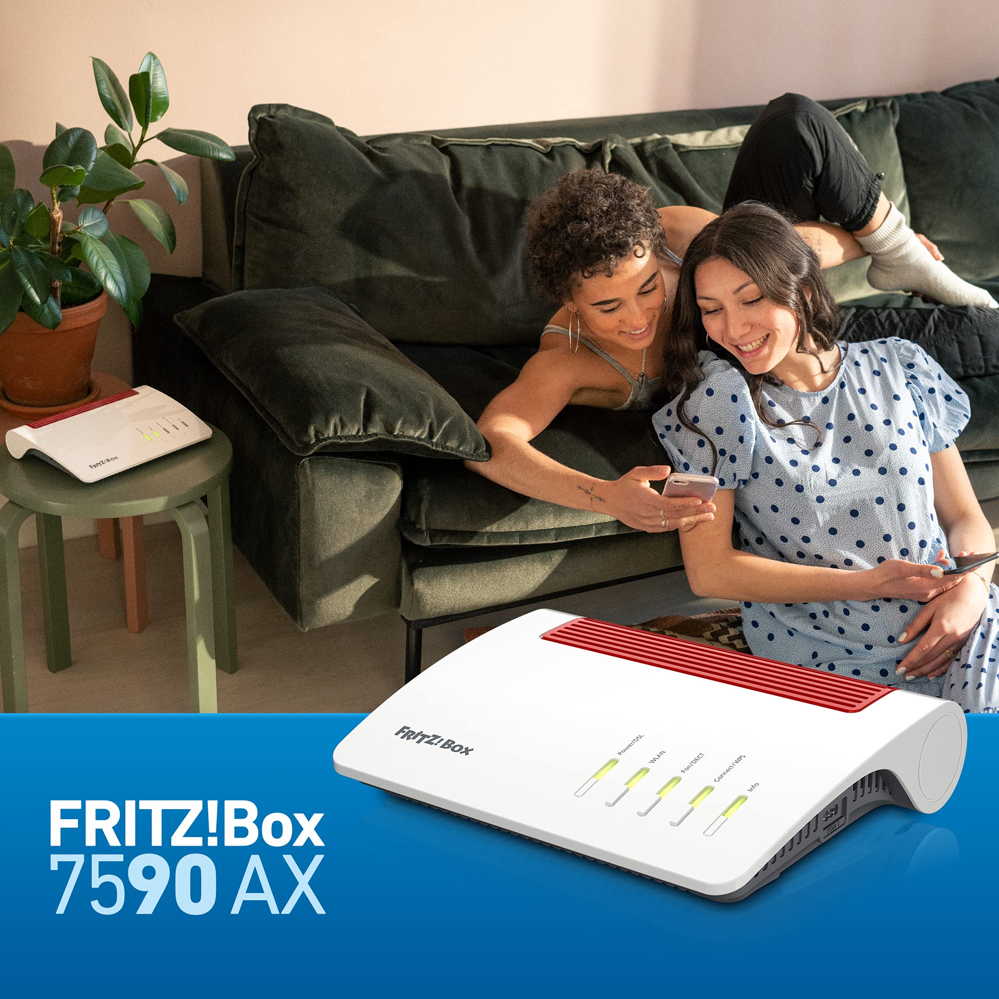 FRITZ!Box 7590 AX Exclusive – Wi-Fi 6 DSL-Router mit Mesh, DECT & USB-Stickk