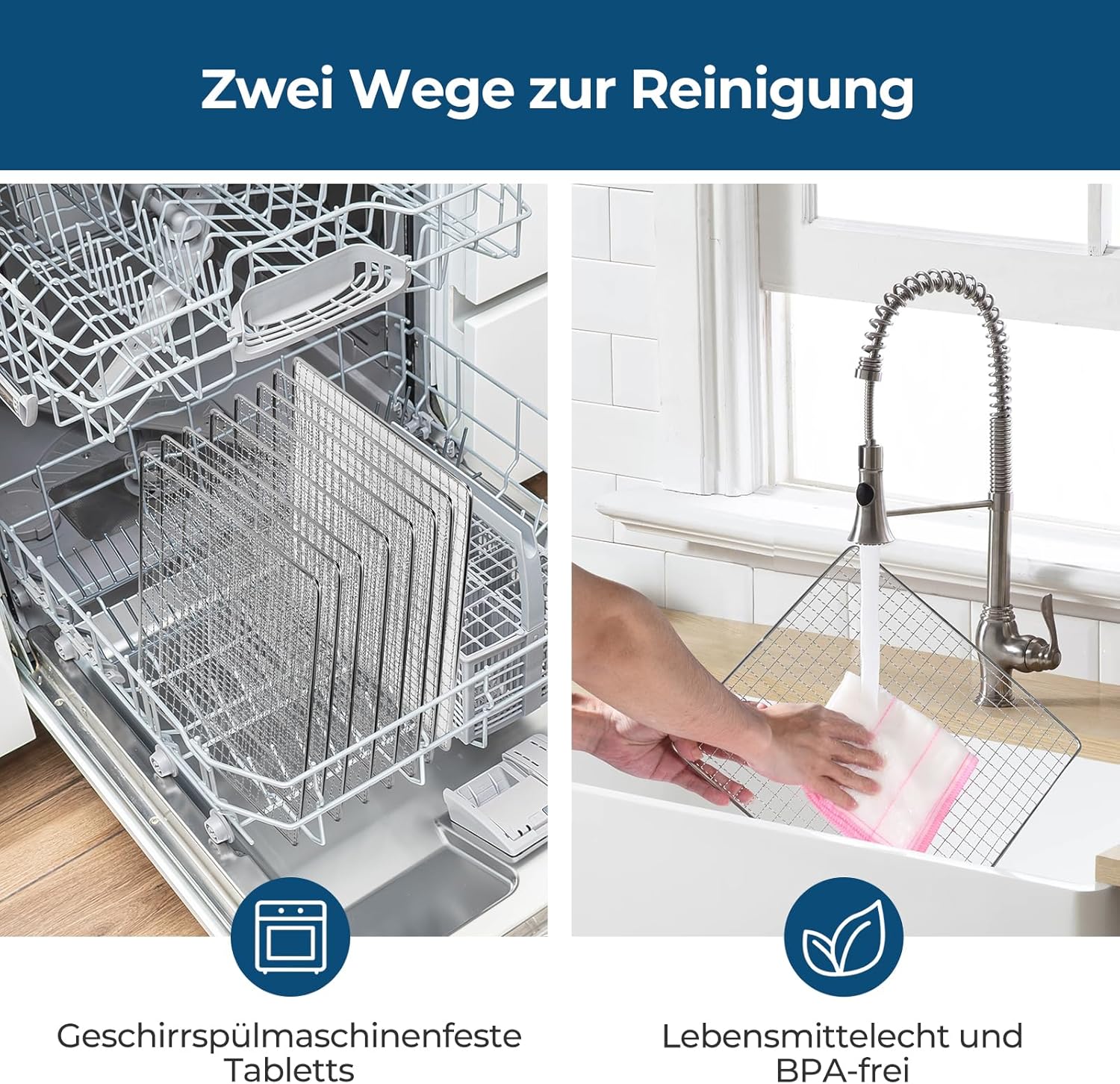Edelstahl Dörrautomat, 1000W Dörrgerät für Obst und Gemüse mit LED-Anzeige, präziser Temperaturregelung (35-75°C), 48-Stunden-Timer, 9 Edelstahlschalen, 2 Maschensiebe, 1 Schale für Obstrollenk