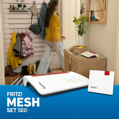 FRITZ!Mesh Set – 7530 AX Wi-Fi 6 Router + 1200 AX Repeater, bis 2.400 MBit/sk