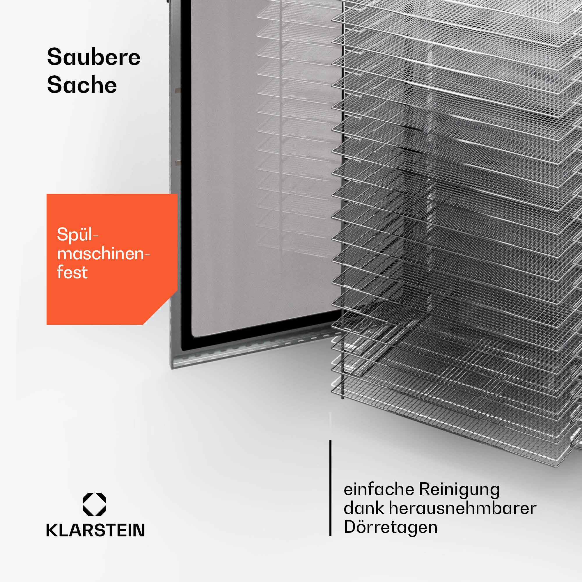 Klarstein Dörrgerät, Dörrautomat für Gemüse, Obst, Pilze & Fleisch, 1500W Edelstahl-Dörrautomat, Trockenautomat mit 16 Metallgitter, Dörrgerät mit 24H Timer & Touch-Display, Food Dehydratork