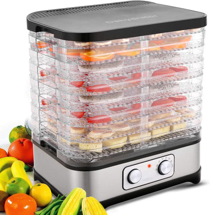Dehydrator Dehydrator with Temperature Control, 8 Levels Removable Dehydrator, Temperature Control 35-70°C for Meat, Fruits, Vegetables and Nuts, 400 W, Button, BPA-Freek