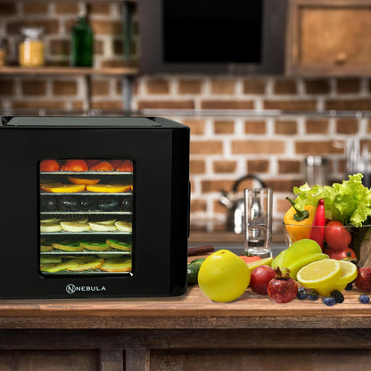 Nebula Lebensmittel Dörrgerät Mit 6 Edelstahlschalen | LED-Touch-Control-Design, Einstellbare Digitale Temperatur 35-70 °C & 48-Stunden-Timer | 400W | Dörrgerät Für Obst, Gemüse, Fleisch Und Mehrk