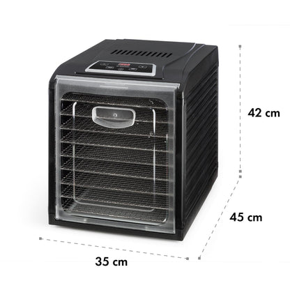 Klarstein Dörrautomat, Dörrgerät, Food Dehydrator, Dörrautomat aus Metall, Dehydrator Food Dryer, 9 Ablagen, 700 Watt, Touch-Display, Timer, Edelstahlheizelement, HotAir Circulation System, Schwarzk