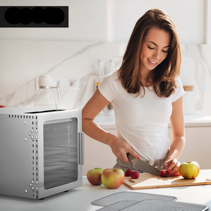 Arendo - Stainless steel dehydrator 8-fold - 500 watts with temperature control - dehydrator for food meat fruits fruit mushrooms - timer up to 24 hours - 8 compartments - GS - dehydratork