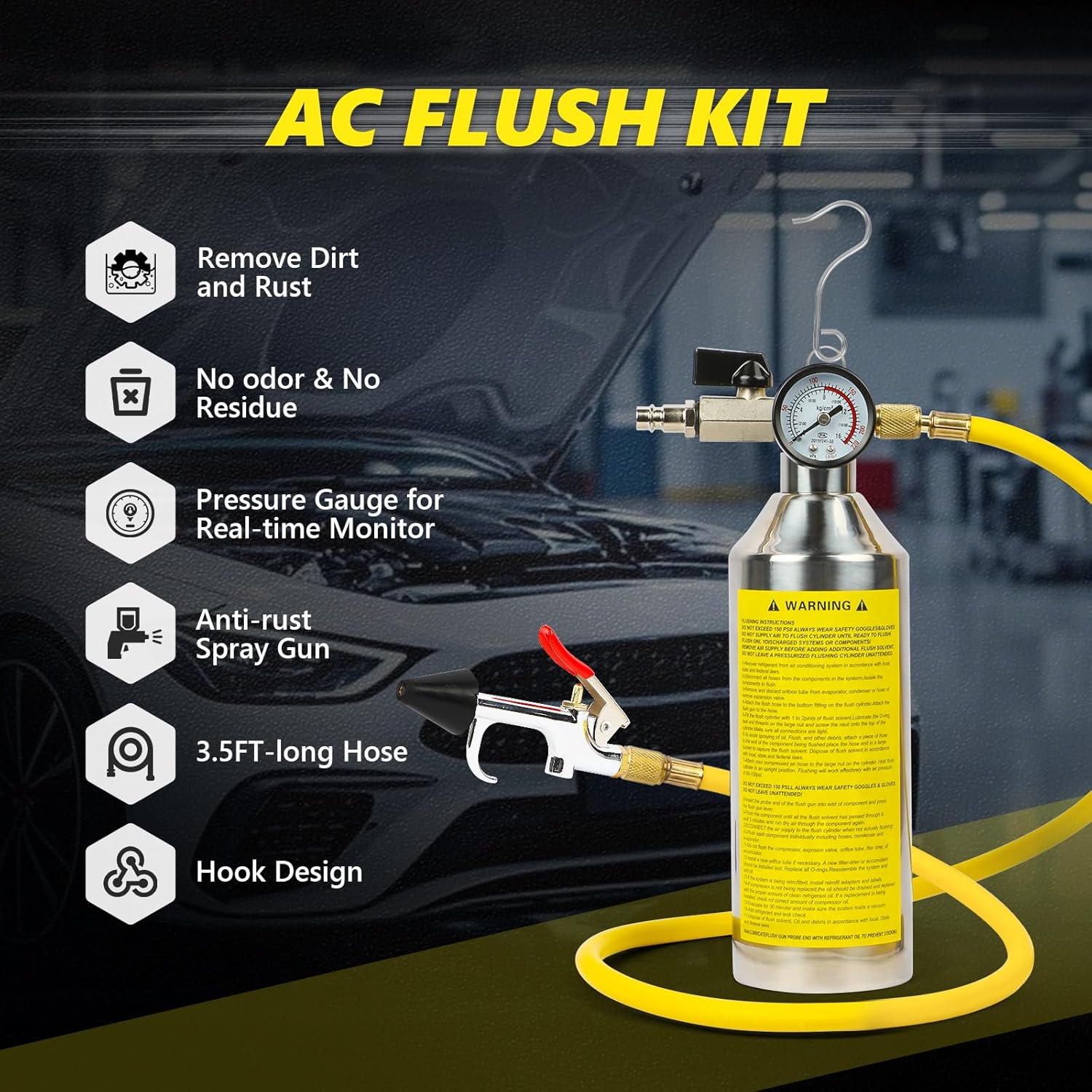 Auto-Klima-Spülset 220 PSI – Rohrreinigung für Klimaleitungen, Kondensator & Verdampfer