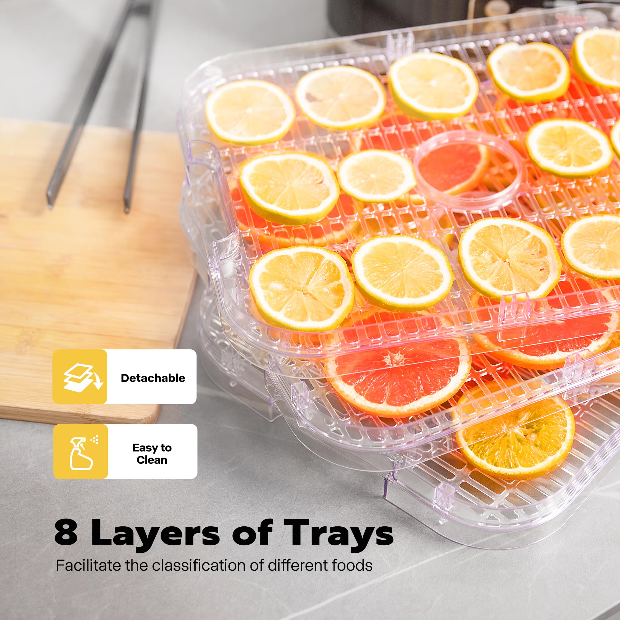 VIVOHOME Dörrautomat mit 8 Einlegefächern 400W BPA frei Dörrgerät mit Temperaturregler von 35°C bis 70°C inkl.72H Timer und Rezept für Fleisch,Obst,Haustier-Leckereienek