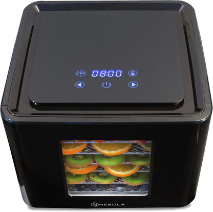 Nebula Lebensmittel Dörrgerät Mit 6 Edelstahlschalen | LED-Touch-Control-Design, Einstellbare Digitale Temperatur 35-70 °C & 48-Stunden-Timer | 400W | Dörrgerät Für Obst, Gemüse, Fleisch Und Mehrk